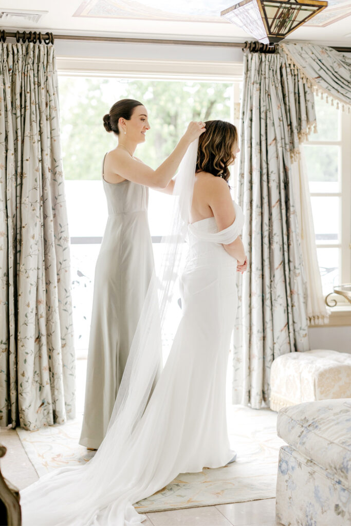 bride getting ready for her summer wedding at The Inn at Barley Sheaf