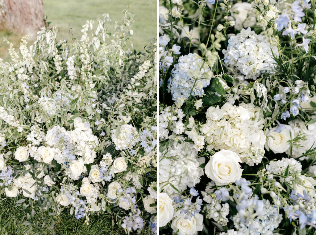 blue & white summer wedding florals