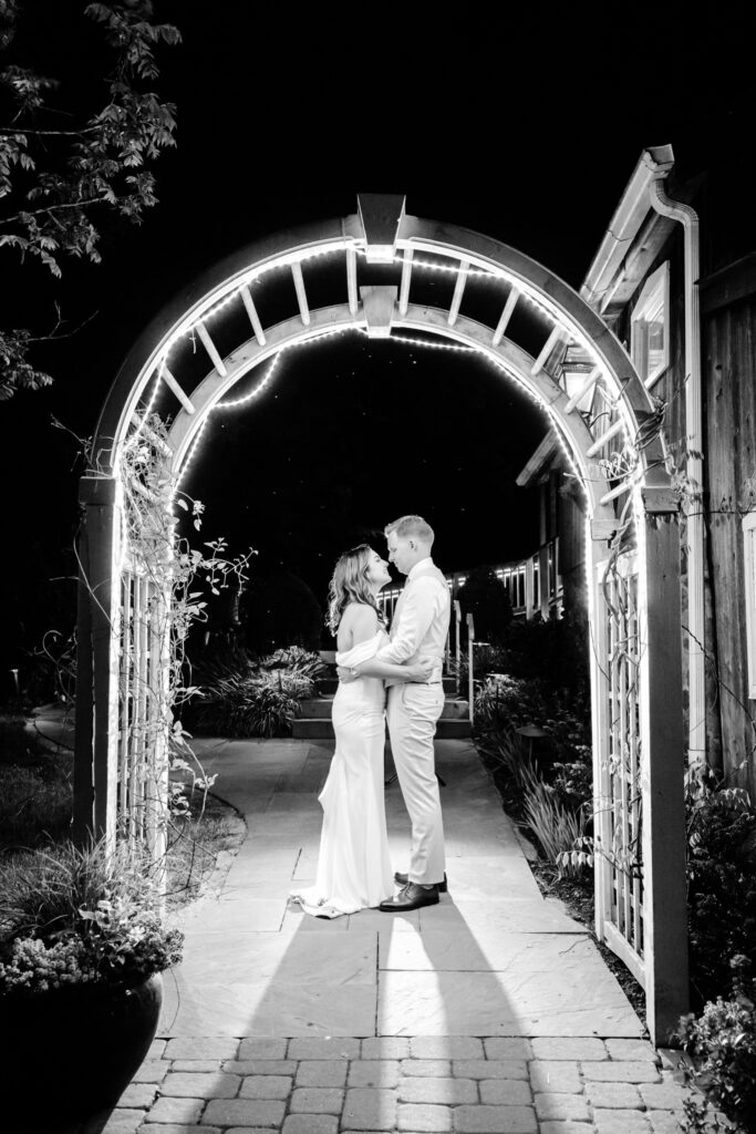 bride & groom night portrait by Emily Wren Photography