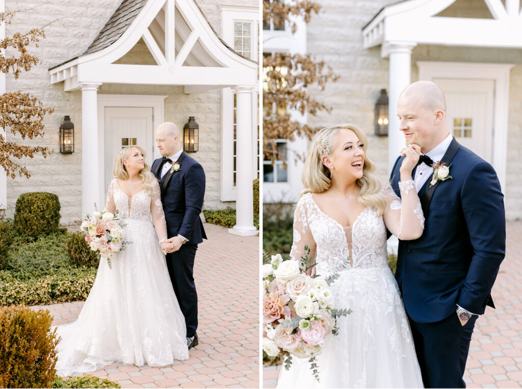 bride & groom at the ryland inn on their spring wedding day by Emily Wren Photography