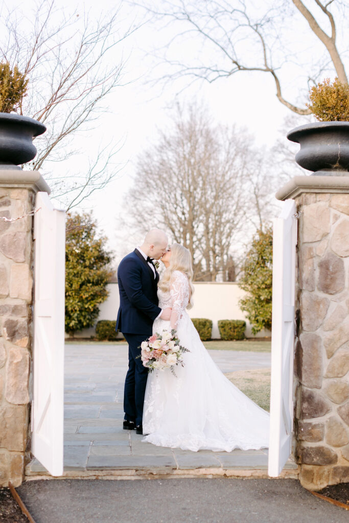 bride & groom at the Ryland inn for spring wedding day by Emily Wren Photography