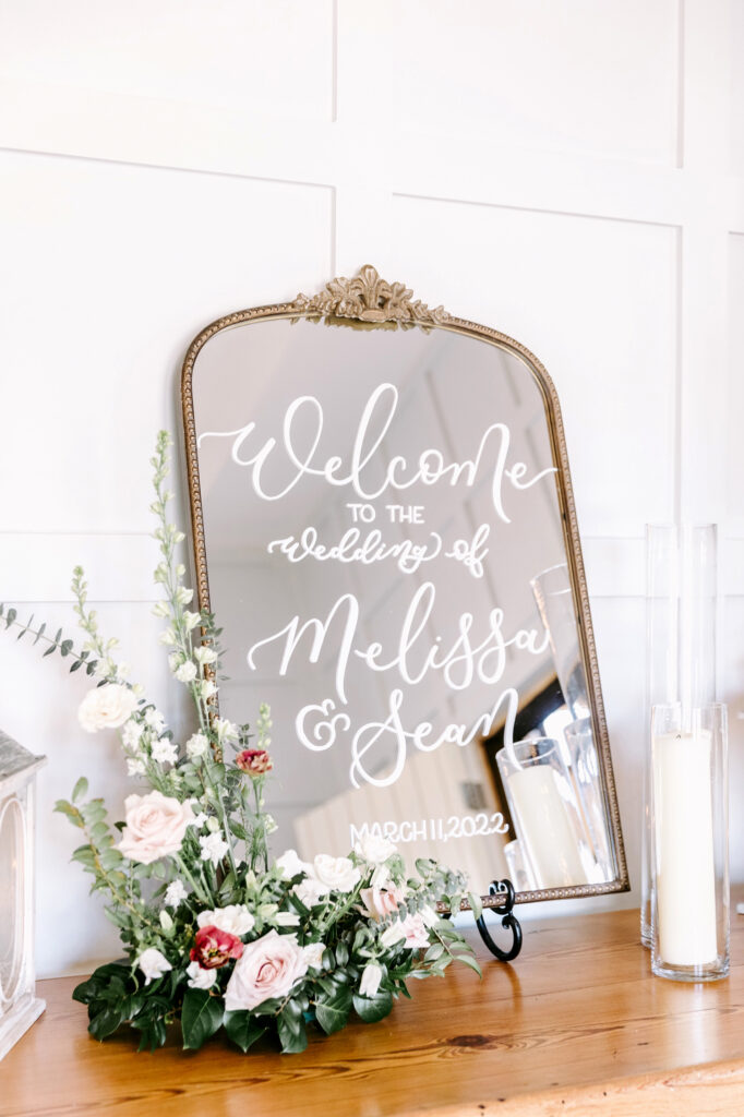 mirror wedding ceremony welcome sign