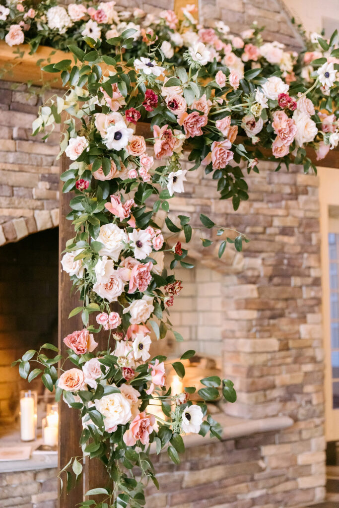 spring pink & ivory florals for wedding ceremony