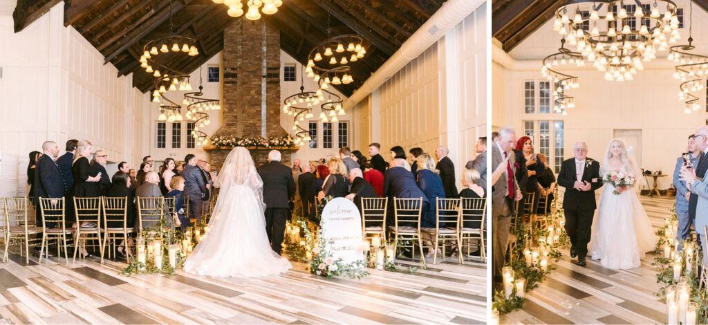 bride walking down the aisle at the ryland inn in New Jersey