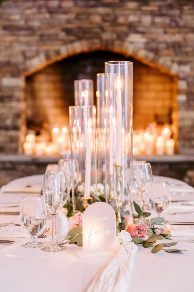 sophisticated wedding reception table candle decor