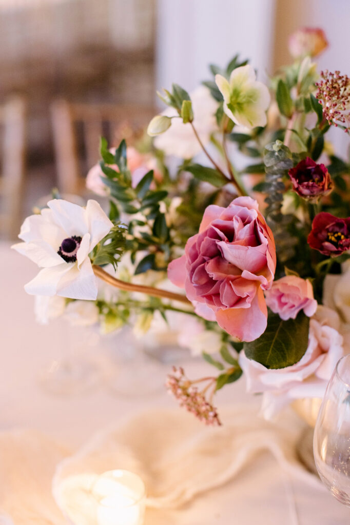 spring wedding reception pink florals