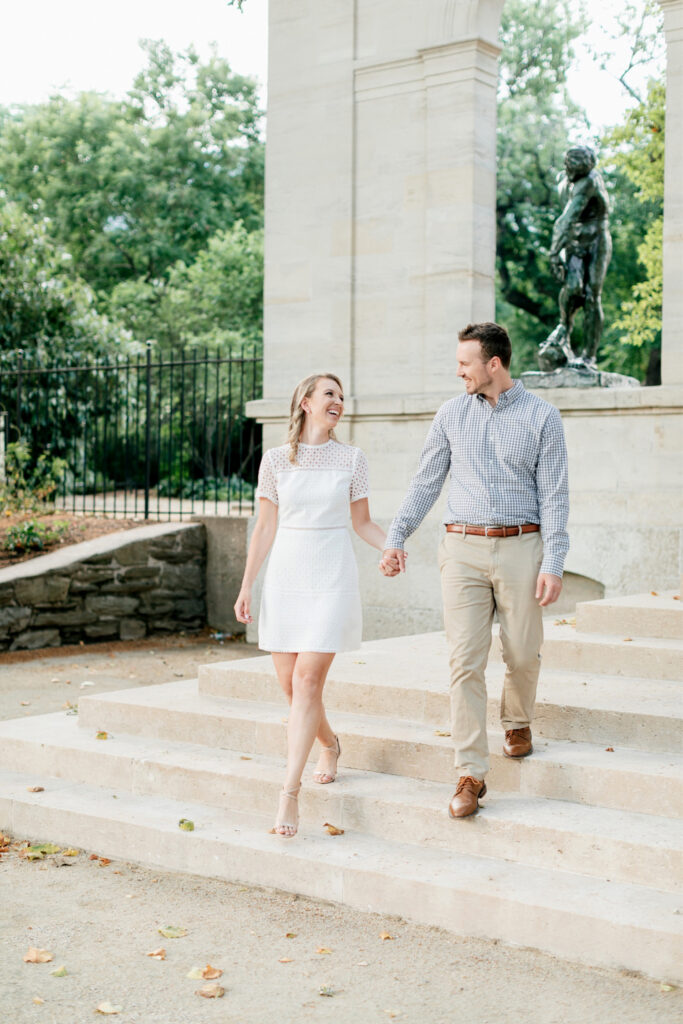 engagement photos at the Rodin Museum in Philadelphia, Pennsylvania