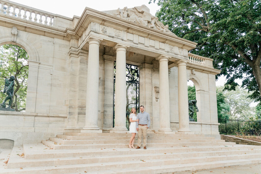 summer engagement portraits at the Rodin Museum by Emily Wren Photography