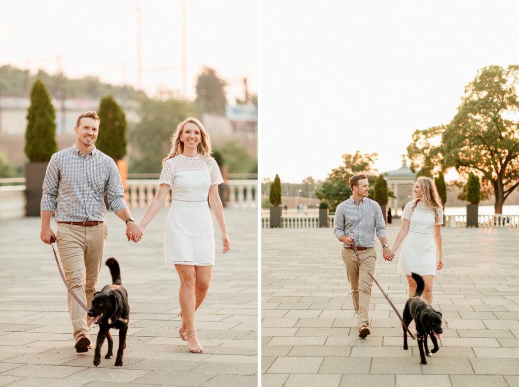 engagement photo shoot with dog in Philadelphia, Pennsylvania