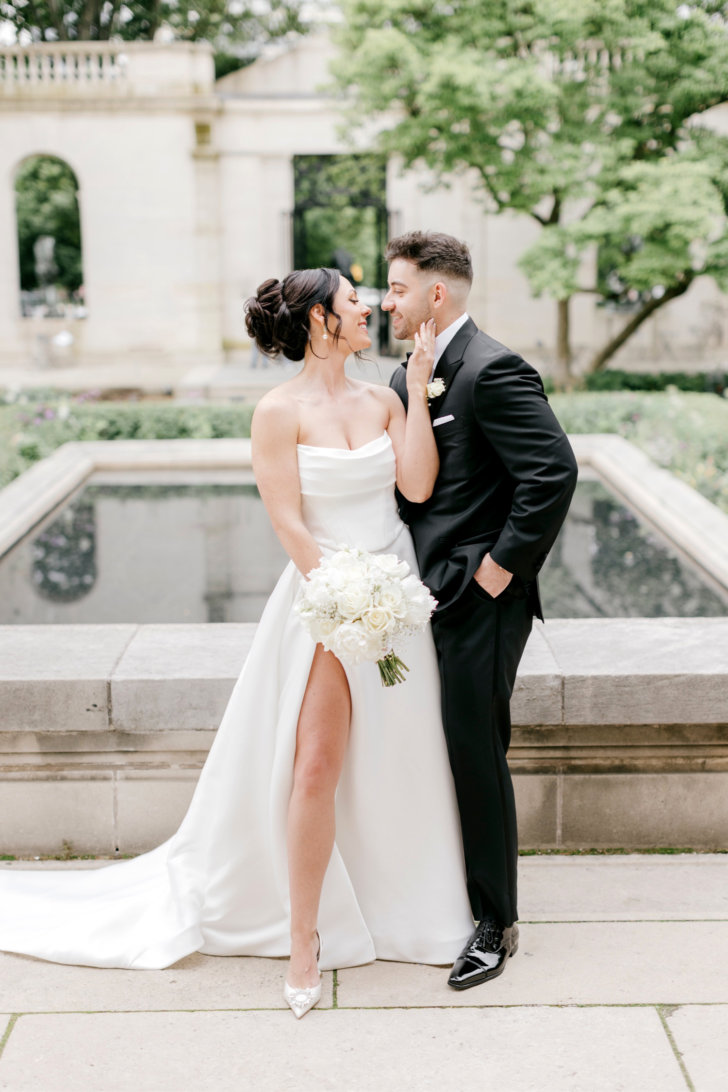 bride & groom at the Rodin Museum