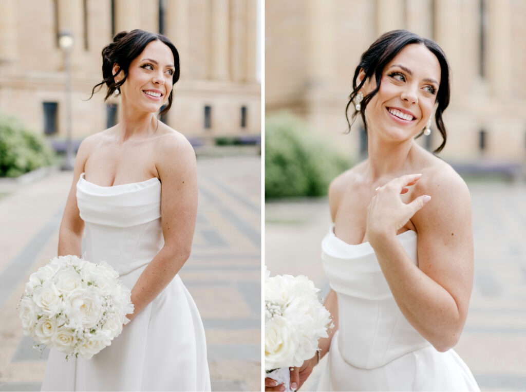 Philadelphia summer bride at the art museum