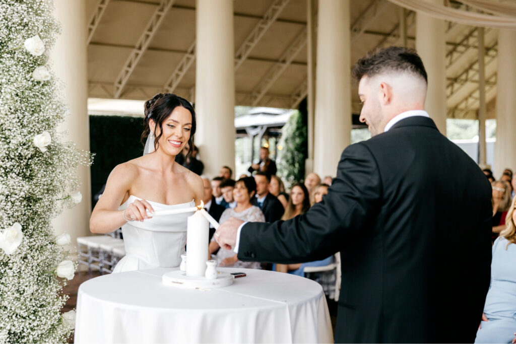 candle lighting at wedding ceremony at Philadelphia Water Works