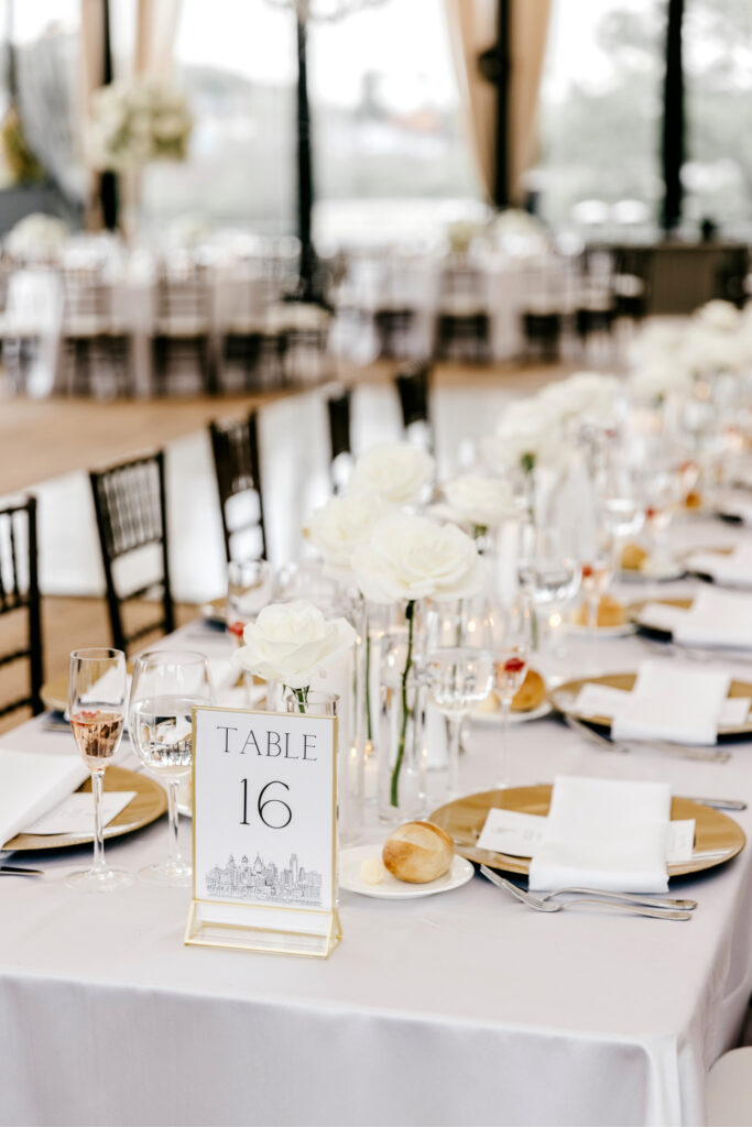 white & gold wedding table decor at Cescaphe wedding