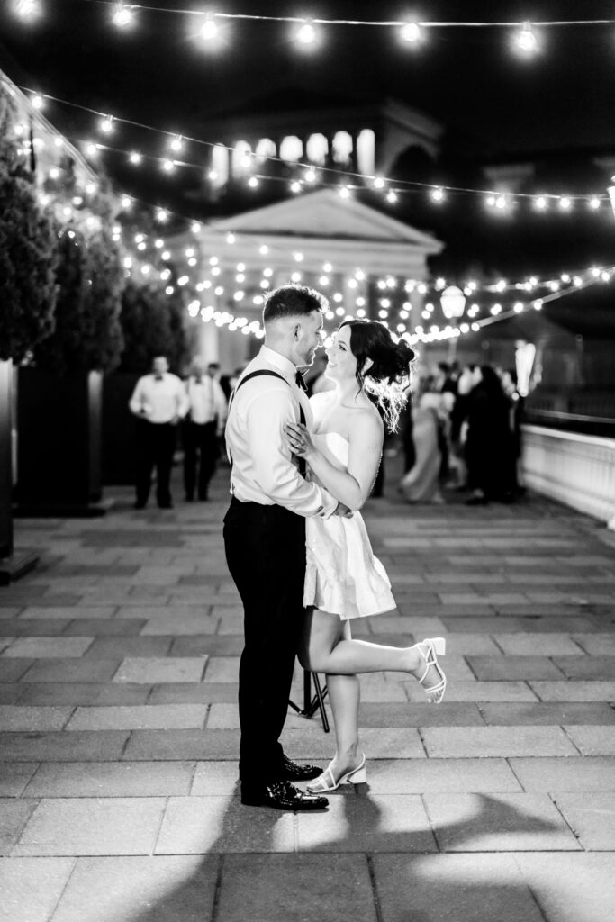 bride & groom at night portrait at Philadelphia Water Works