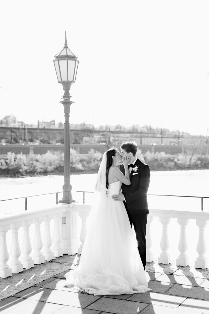 bride & groom wedding day portrait at Philadelphia Water Works