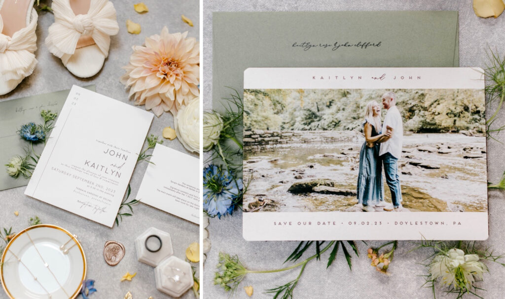 custom save the dates for boho Pennsylvania wedding by Emily Wren Photography