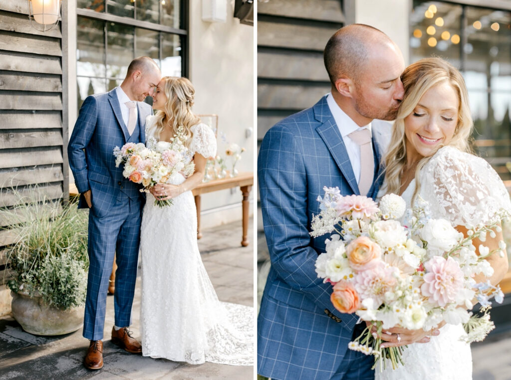 bride and groom portrait at Terrain at DelVal by Emily Wren Photography