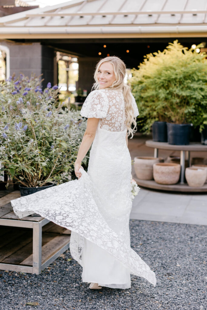 portrait of bride at Terrain Gardens by Emily Wren Photography