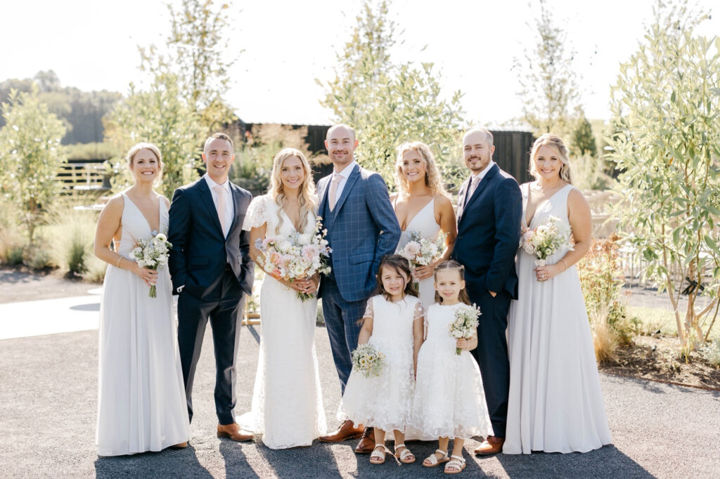 full wedding party at Terrain at DelVal by Emily Wren Photography