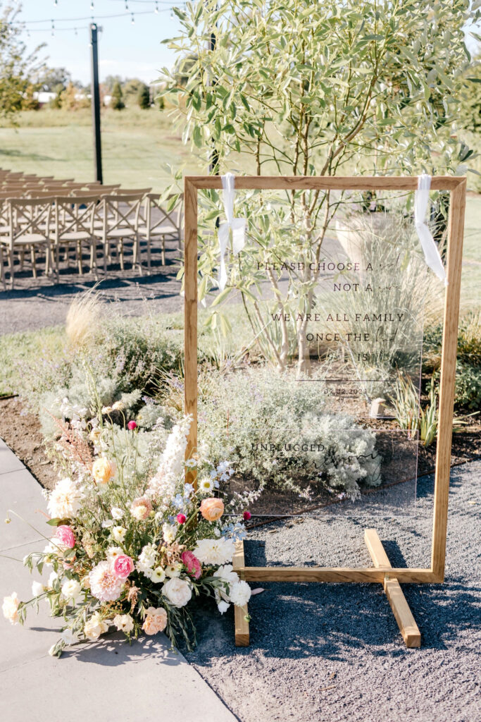 acrylic wedding ceremony welcome sign