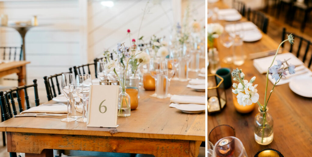 simple boho wedding reception table decor