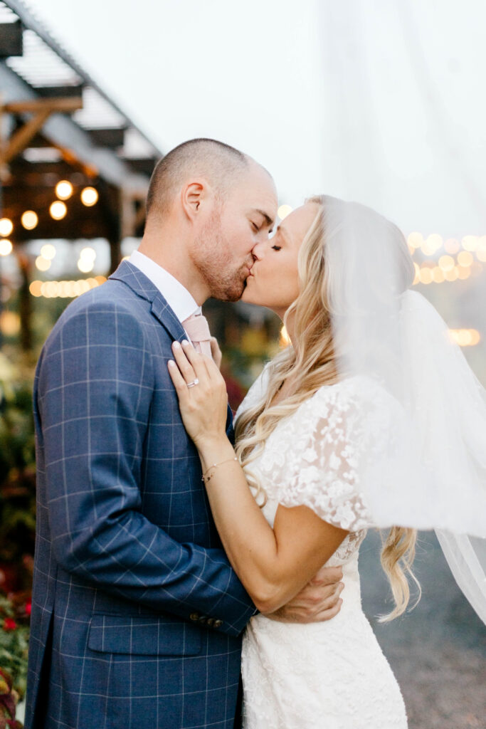 bride and groom outdoor portrait at Terrain Gardens