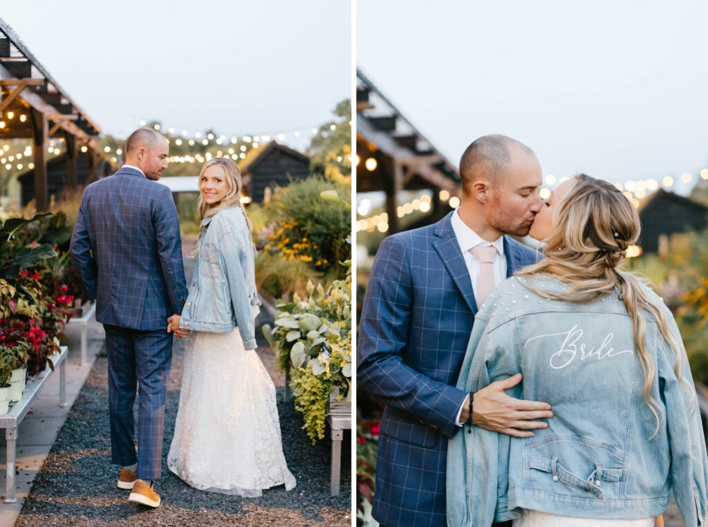 bride wearing custom Bride denim jacket