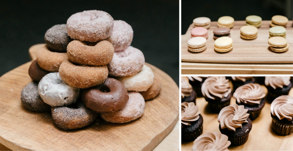 dessert bar for Terrain Gardens wedding reception