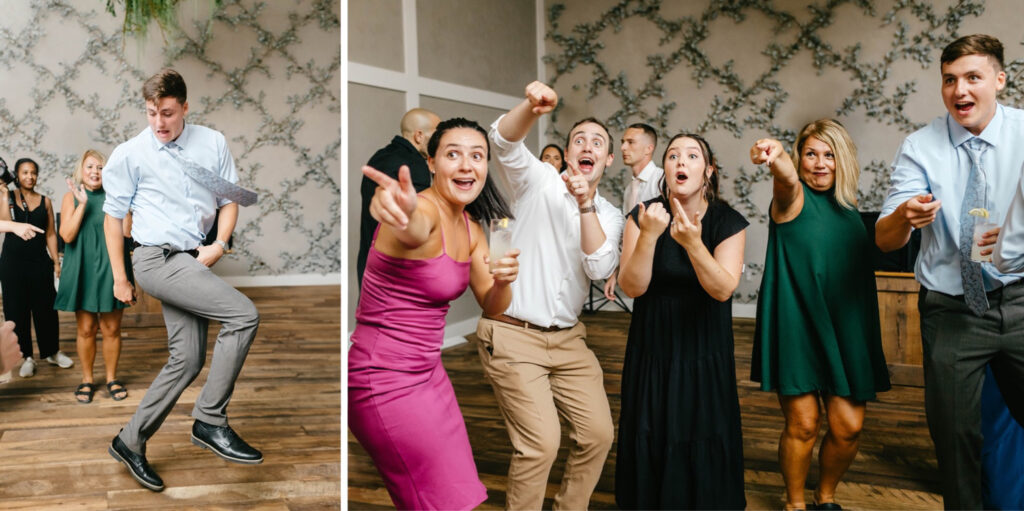 guests dancing during fun Pennsylvania wedding reception by Emily Wren Photography