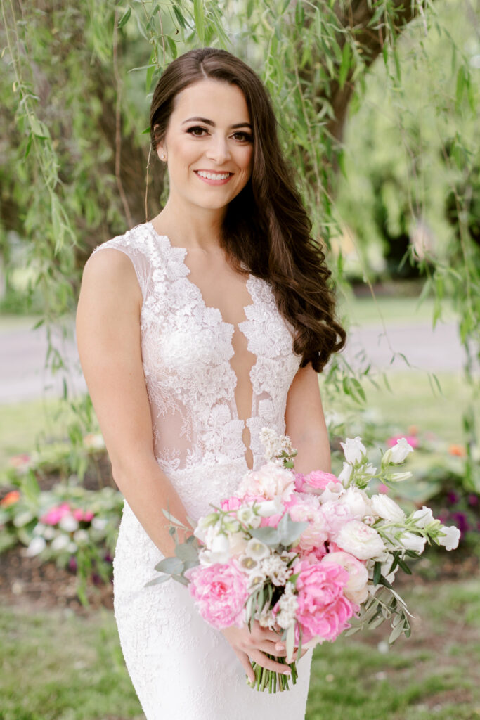 bridal portrait in New Jersey garden in Cape May by Emily Wren Photography