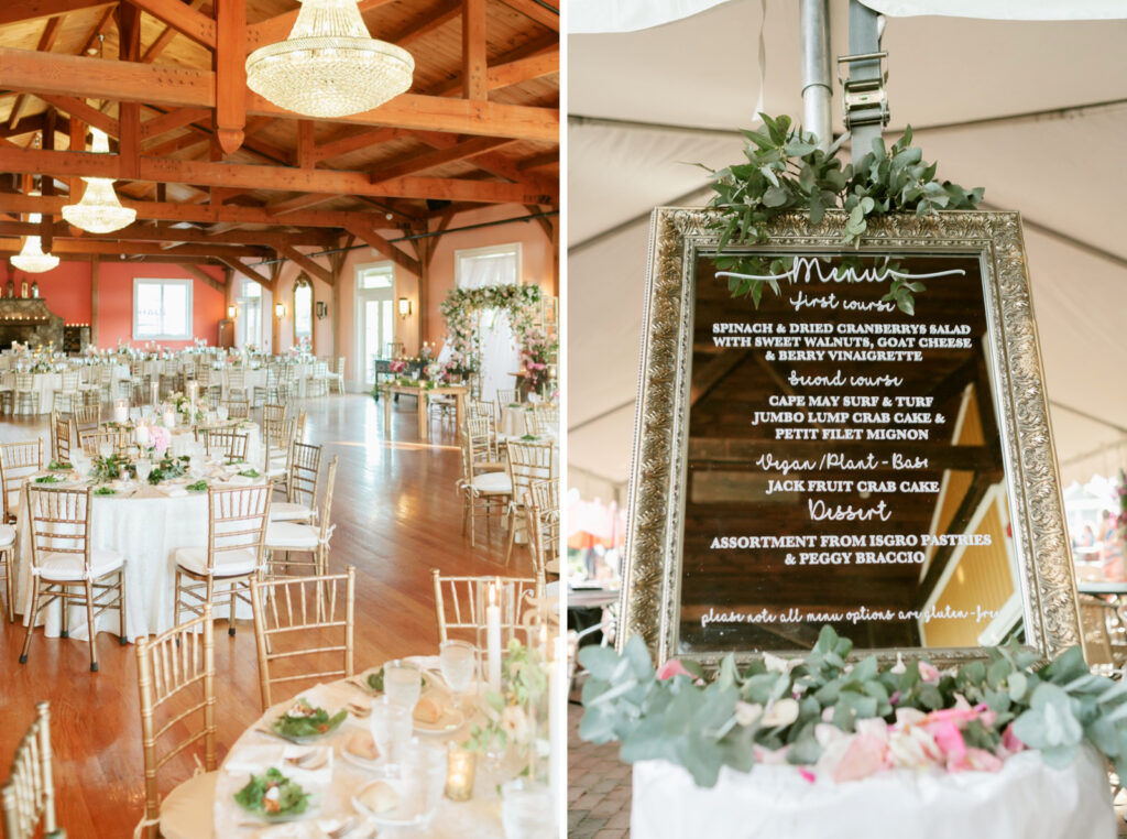 mirror menu for wedding reception