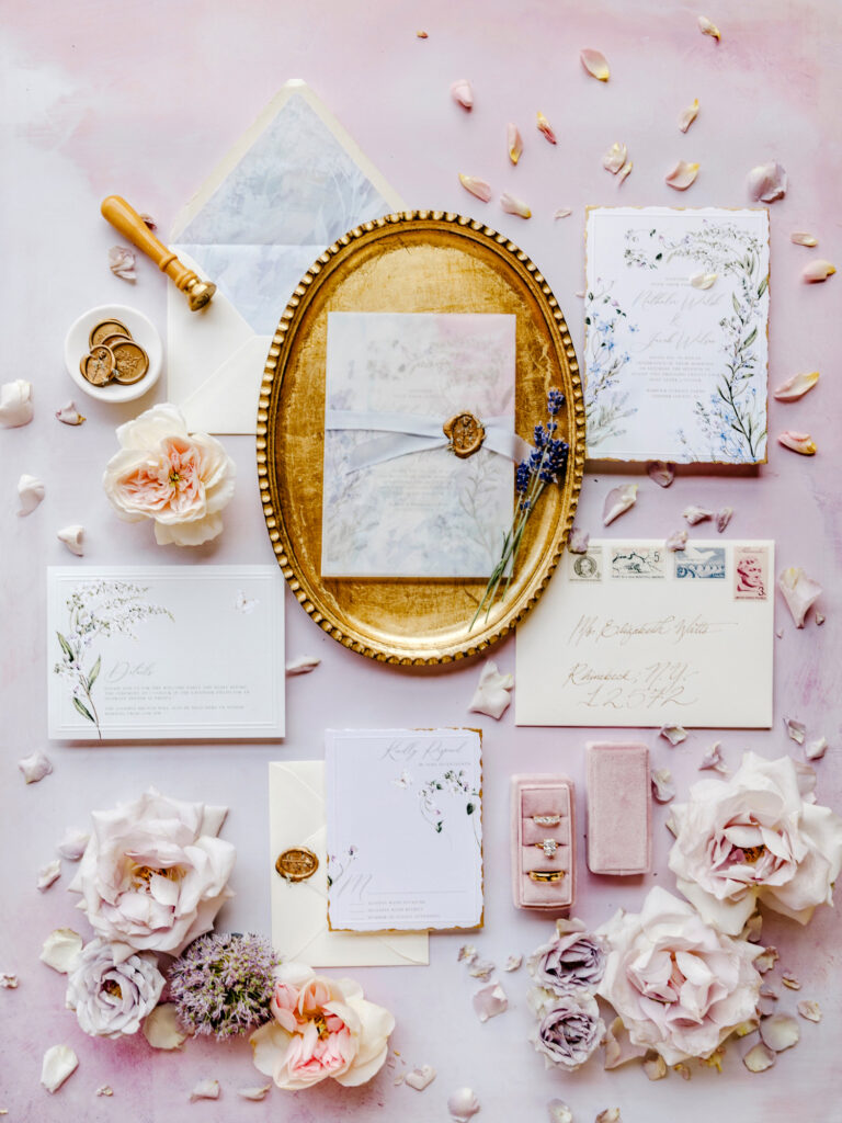 pink and purple wedding invitational suite by Emily Wren Photography