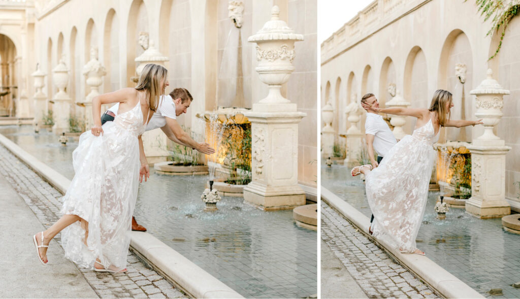 fun engagement photos at Longwood Gardens