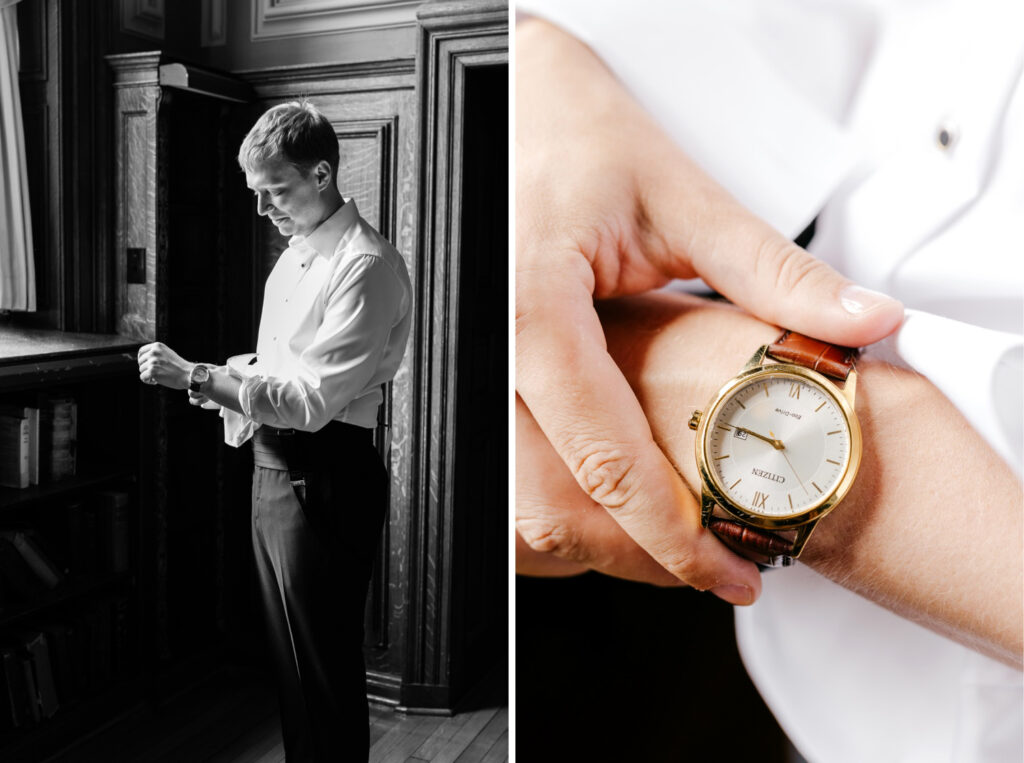 groom getting ready for his Philadelphia wedding day by Emily Wren Photography