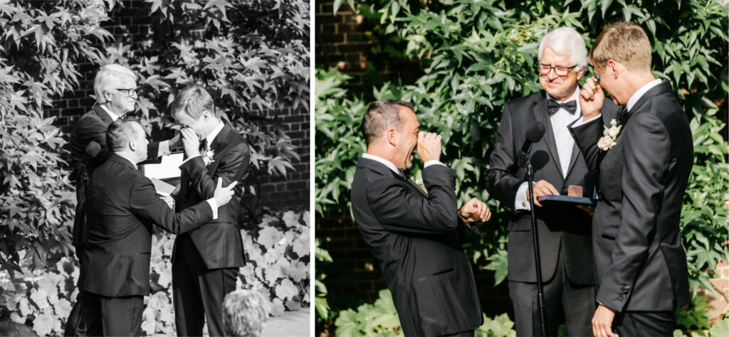 grooms crying during their same sex College of Physicians wedding