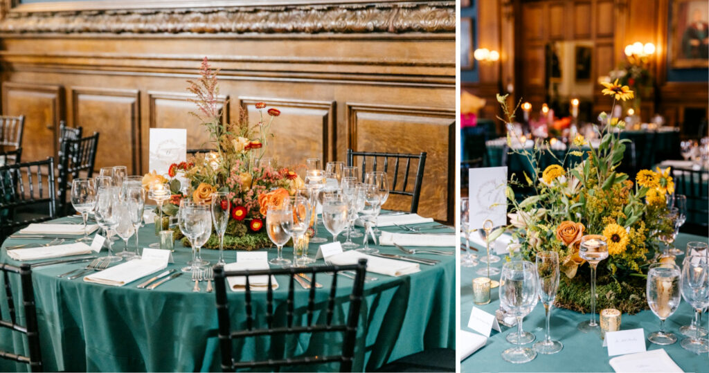 vibrant colorful wedding reception at College of Physicians in Philadelphia