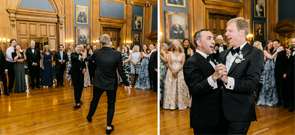 same sex grooms first dance at their Center City Philadelphia wedding reception by Emily Wren Photography