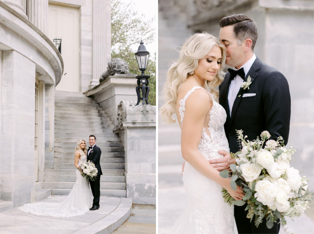 Philadelphia bride and groom at Merchant's exchange