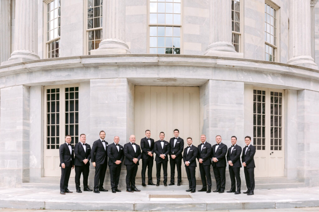 groom with groomsmen at Merchant's Exchange