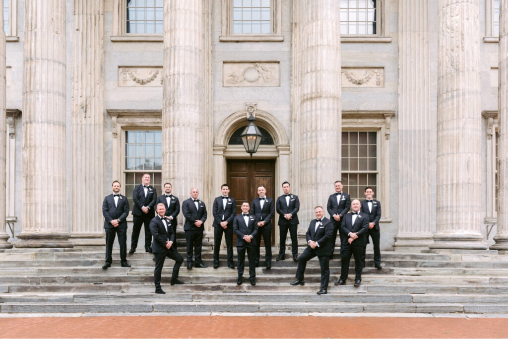 groom with groomsmen in Old City Philadelphia