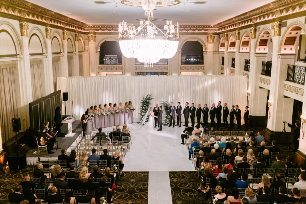 Ballroom at the Ben Cescaphe wedding ceremony in Center City Philadelphia