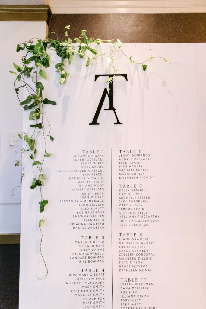 black and white wedding seating chart