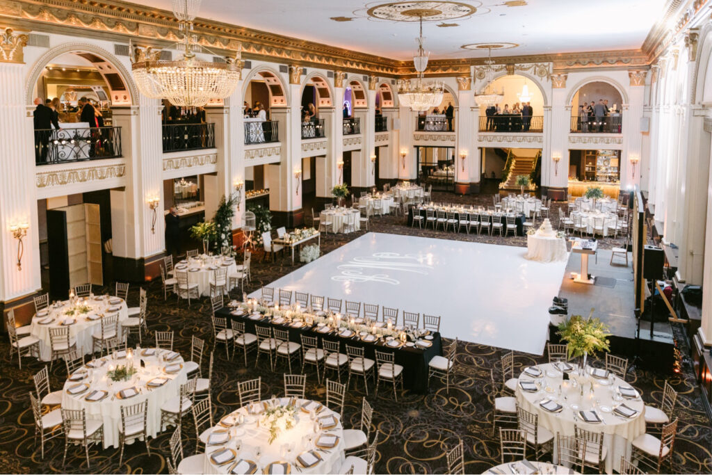 ballroom at the ben wedding reception details by Emily Wren Photography