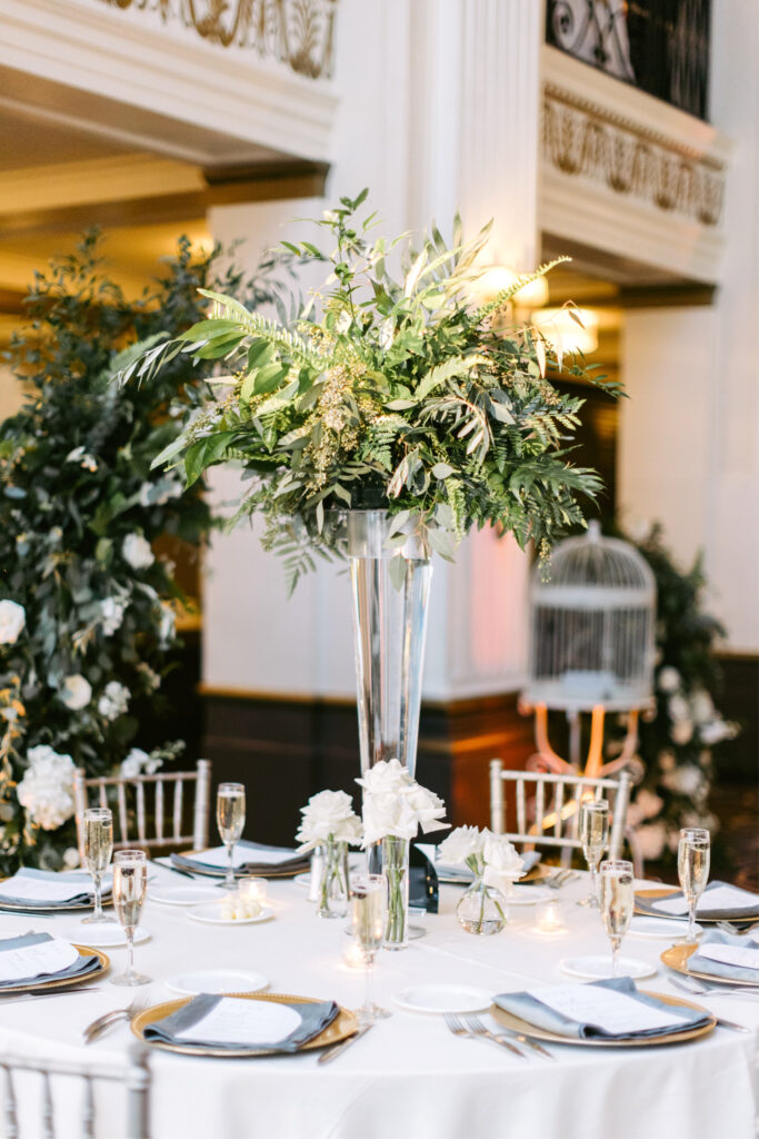 greenery wedding reception table decor