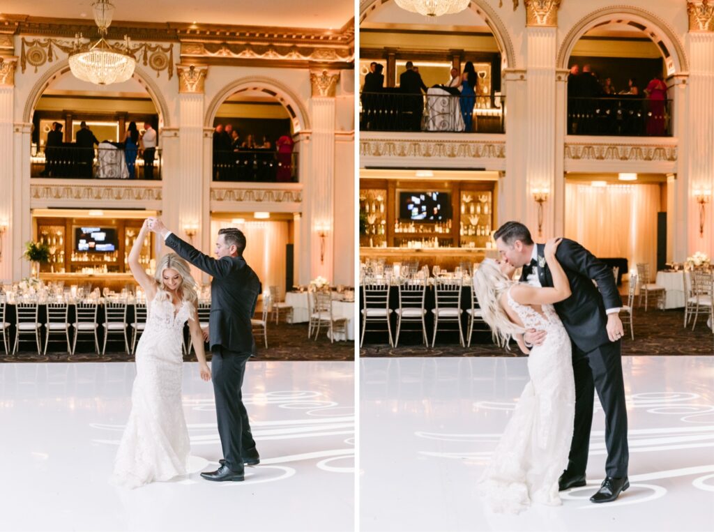 bride & groom's private first dance at Cescaphe wedding reception by Emily Wren Photography