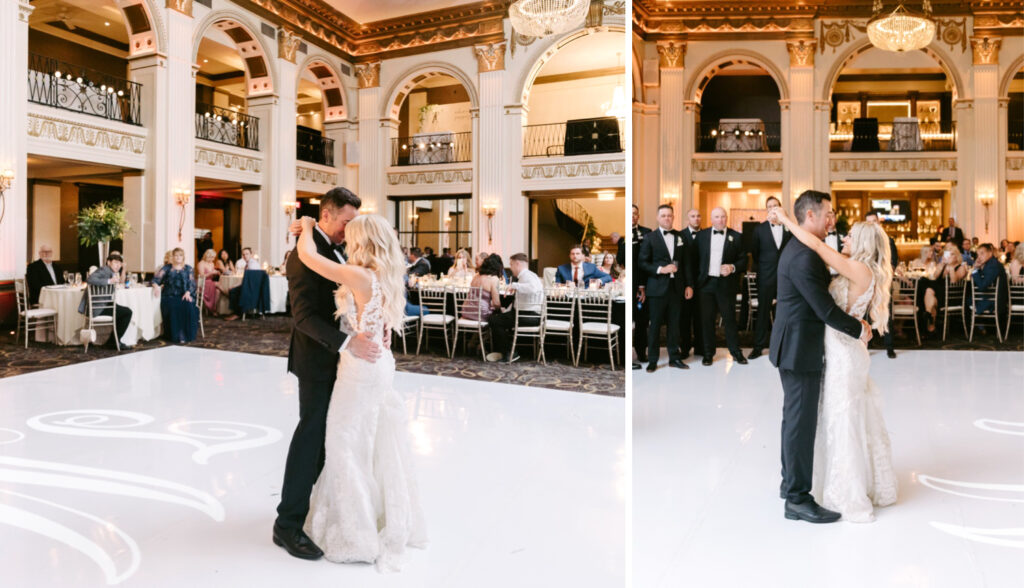 bride & groom's first dance at Ballroom at the Ben by Emily Wren Photography