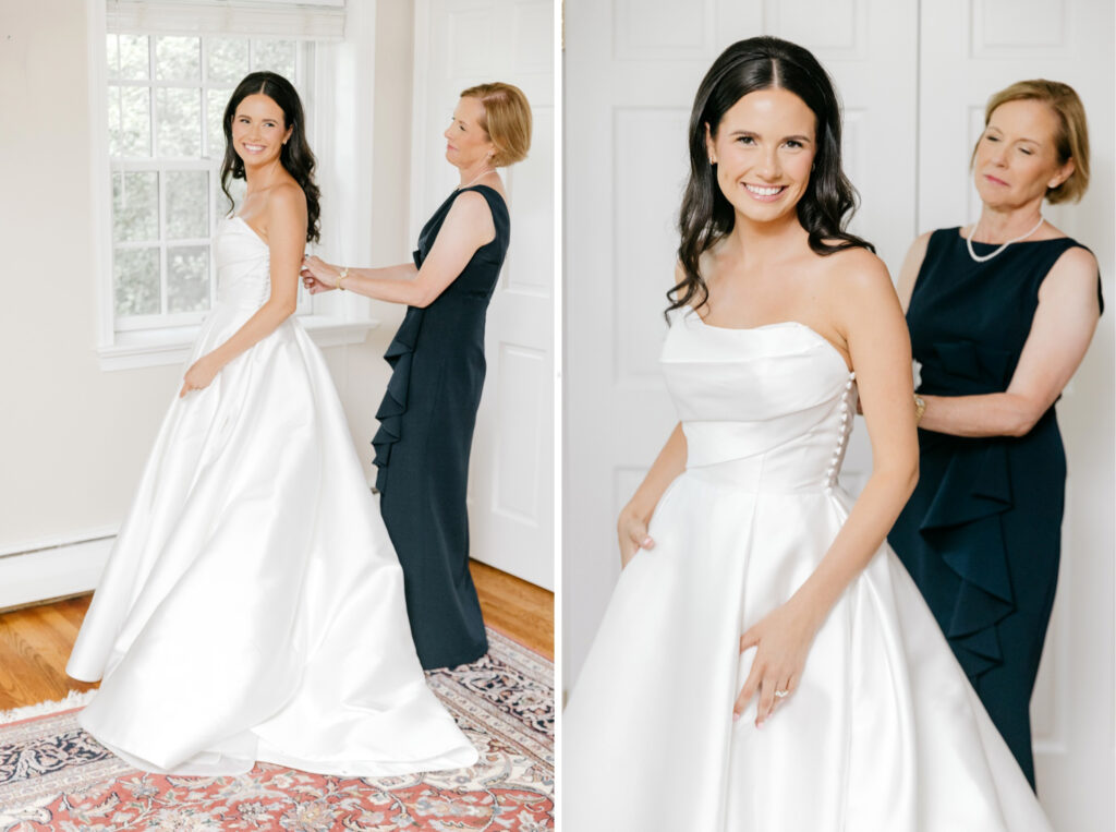 bride getting ready for her at-home wedding