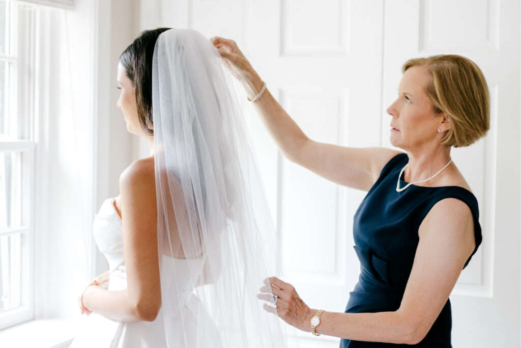 Philadelphia summer bride getting ready for her luxurious backyard wedding