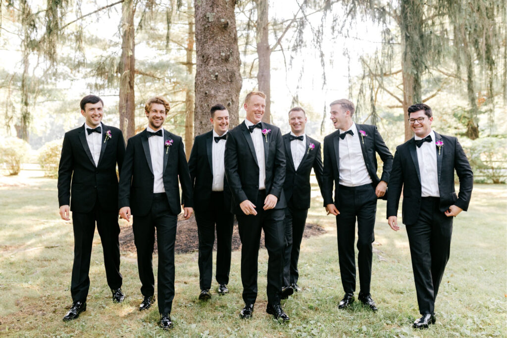 groom with groomsmen in Pennsylvania estate by Emily Wren Photography