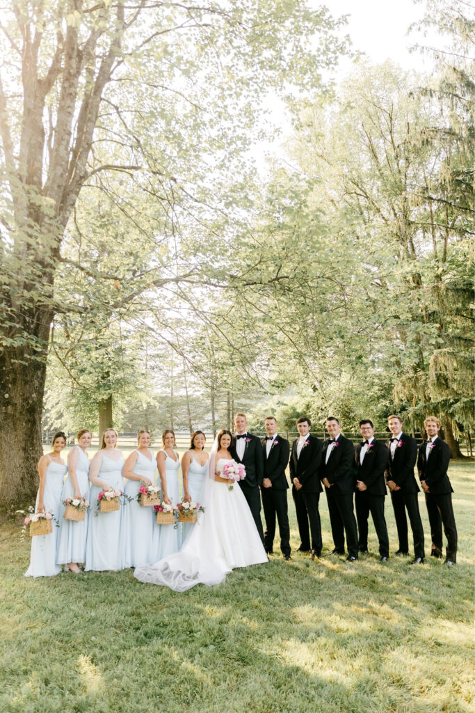 full summer wedding party at Pennsylvania estate wedding by Emily Wren Photography